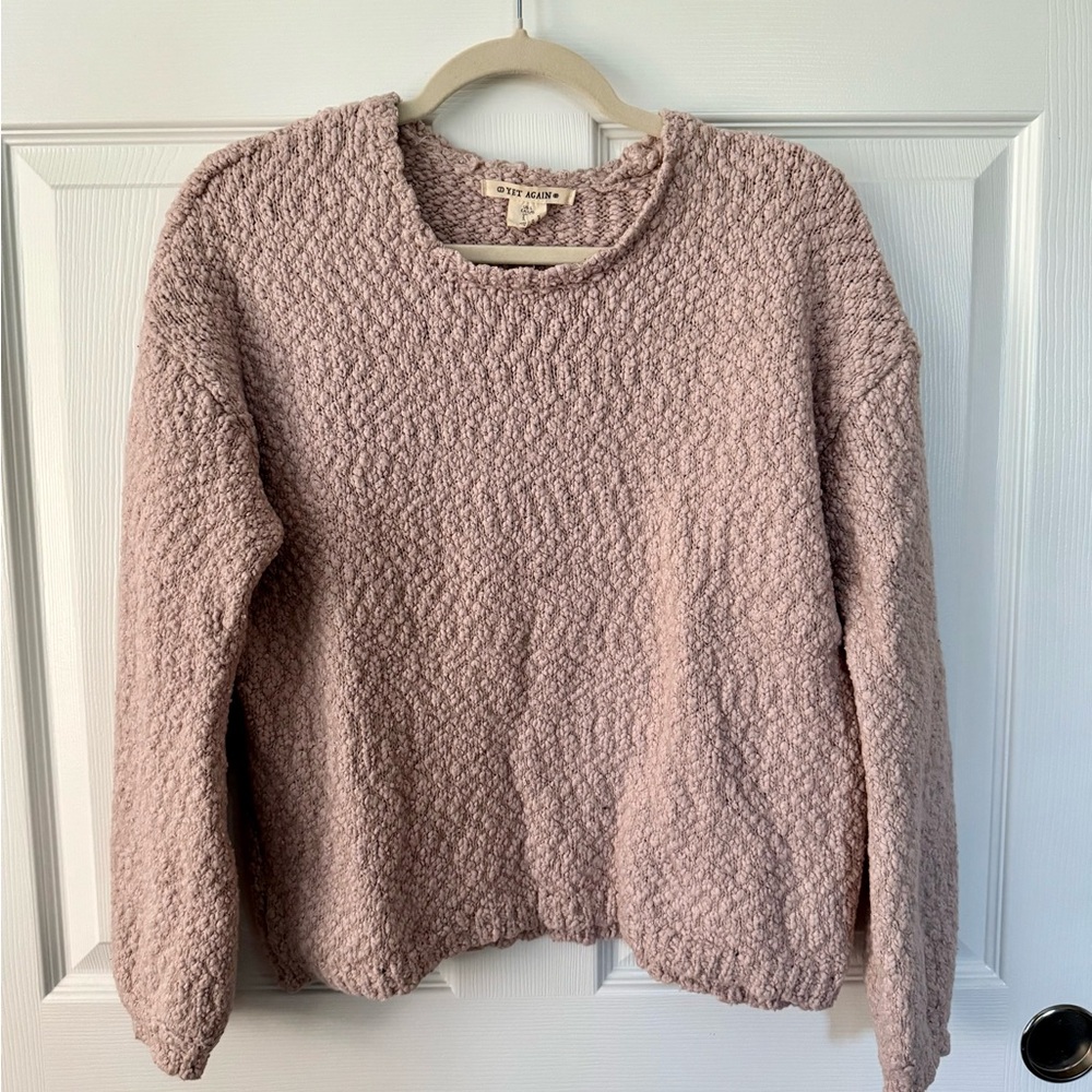 Free People Textured Knit Sweater in Blush